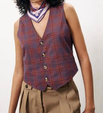 FRNCH Print Alix Button-Front Vest In Violet
