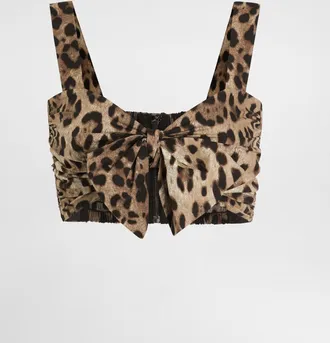 Dolce & Gabbana Poplin Top With Leopard Print - Woman Shirts And Tops Animal Print 54