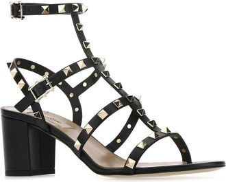 Valentino Garavani Womens Rockst Sandal Black Calf