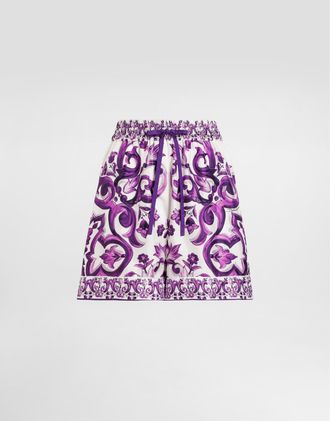 Dolce & Gabbana Majolica-print Twill Shorts - Woman Pants And Shorts Multicolor 40