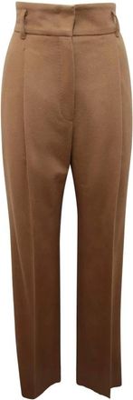 Max Mara Broeken, Dames, Beige, M, Wol, Studio Wol Broek Zac Model