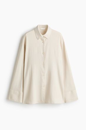 H&M Oversized Bluse aus Leinenmix - Hellbeige