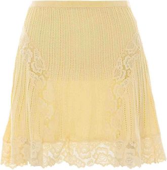 Self Portrait Yellow Pointelle Knit Mini Skirt