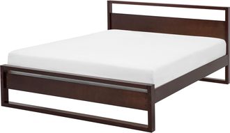 Beliani Cama De Madera De Pino Oscuro 140 X 200 Cm Con Cabecero De Estilo Retro Giulia