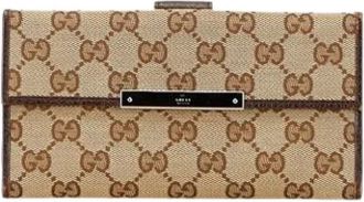 Gucci Pre-owned Wallets, female, Beige, Size: ONE SIZE Pre-owned Canvas Wallet