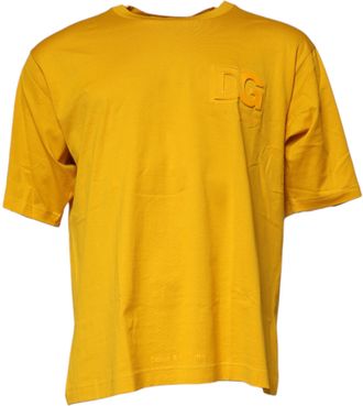 Dolce & Gabbana Dark Yellow Logo Cotton Men Crew Neck Mens T-shirt