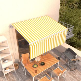 vidaXL Vidaxl - Toldo Autom&aacute;tico Retr&aacute;ctil Con Persiana Amarillo Blanco 3x2,5m