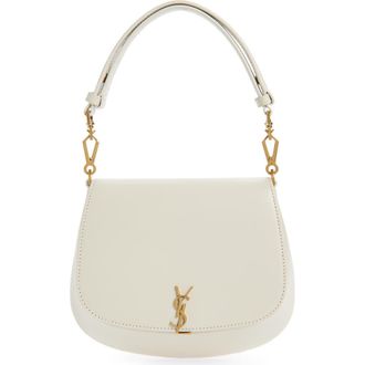 Saint Laurent Mini Voltaire Box Leather Top Handle Bag in Blanc Vintage at Nordstrom