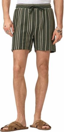 John Varvatos Everson Vertical Texture Stripe Cotton Blend Drawstring Shorts in Moss at Nordstrom, Size Large
