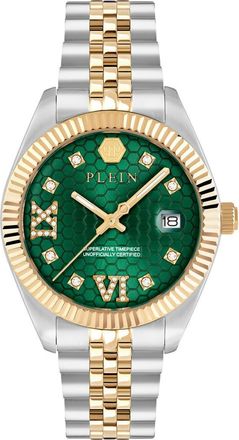 Philipp Plein Date Superlative Bracelet Watch, 34mm in Green Two Tone at Nordstrom
