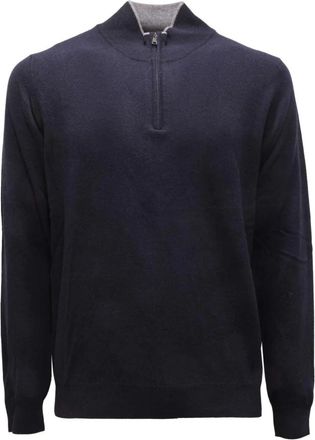 Ferrante Royal Wollen Trui met Rits - Heren - Coltruien - Blauw - S - Wol - Truien & Vesten