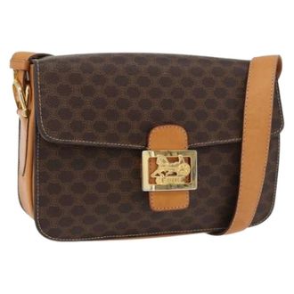 Celine Pre-owned Cross Body Bags, female, Brown, Size: ONE SIZE Pre-owned Vintage PVC Leather Macadam Shoulder Bag