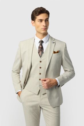 Antique Rogue Mens Single Breasted Two Button Slim Fit Suit Jacket - Cream - Size 34 (Chest)