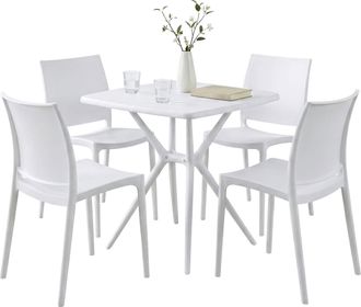 Clp Conjunto De Muebles De Jard&iacute;n Amino Con 4 Sillas Blanco