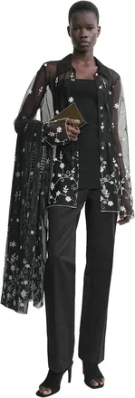 Toteme Embroidered Floral Tulle Blouse - Black