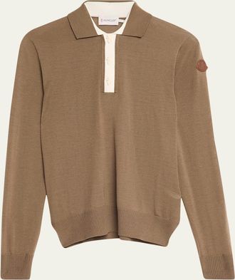 Moncler Long-Sleeve Polo Shirt