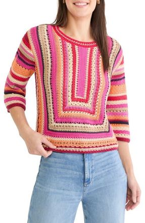Nic+Zoe Pastiche Mix Stitch Sweater in Pink Multi at Nordstrom, Size Xx-Large