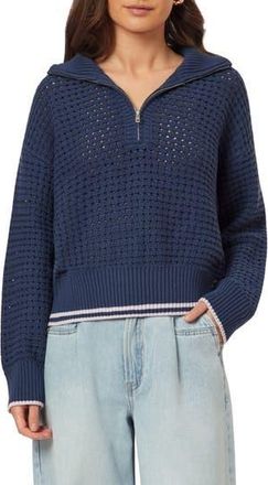 Scotch & Soda 3/4 Zip Pointelle Pullover Sweater in Big Dipper at Nordstrom Rack, Size X-Small