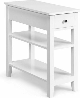 Costway Costway - 3-Tier End Table Sofa Bedside Table Nightstand Home Office Bookcase w/ Drawer