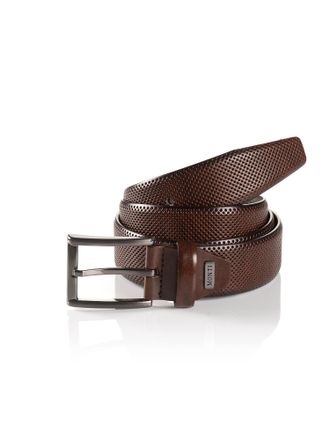 Monti Lederg&uuml;rtel MONTI DUBLIN, Herren, Gr. 11,5, braun, Rindsleder, Strukturmuster, unifarben, G&uuml;rtel Lederg&uuml;rtel, mit Lochstruktur