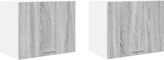 vidaXL Hanging Cabinet with Storage Riga 2 pcs Grey Sonoma and White vidaXL
