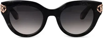 Roberto Cavalli Occhiali da sole cat-eye con placca logo - Nero