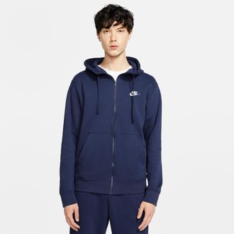 Nike Mens Nike Sportswear Club Fleece Full-Zip Hoodie in Blue | BV2645-410