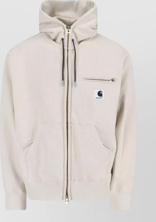sacai hooded jacket gold tone hardware pockets