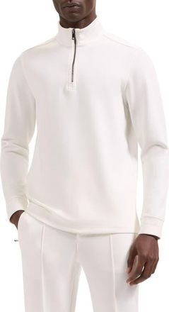 Bugatchi Soft Touch Quarter Zip Sweatshirt in Chalk at Nordstrom, Size Xx-Large
