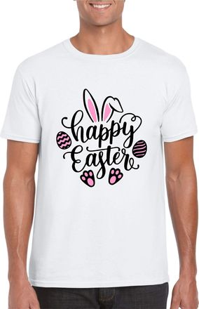 Generic Happy Easter T-Shirt, Bunny Festival Event Jesus Rabbbit Gift Unisex Kids Adults Top (White, L)
