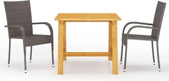 vidaXL Juego De Comedor Para Jard&iacute;n 3 Piezas Marr&oacute;n Vidaxl