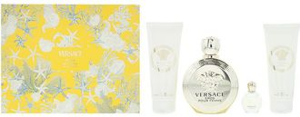 Versace Womens Eros Pour Femme Eau de Parfum 100ml, Eau de 5ml, Body Lotion + Shower Gel - Apple - One Size