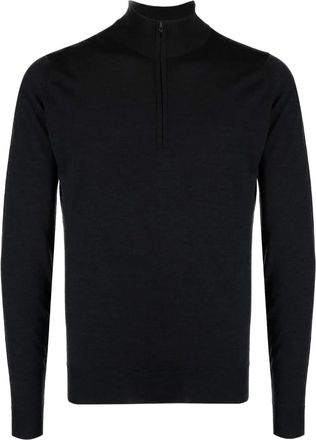 John Smedley Maglione a maniche lunghe con zip - Nero