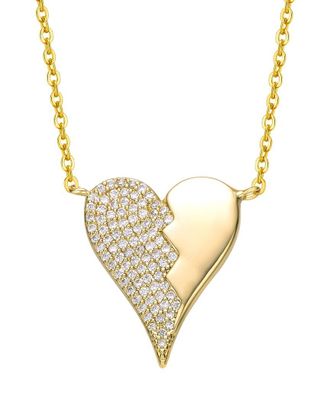 Rachel Glauber 14K Plated Cz Half Heart Necklace