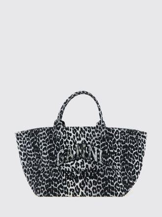 Ganni Borsa XXL Tote Ganni in canvas stampa animalier