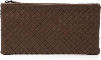 Bottega Veneta Pre-owned Clutches, female, Brown, Size: ONE SIZE Pre-owned Woven Leather Pouch