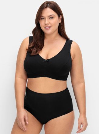 Sheego Entlastungs-BH SHEEGO, Damen, Gr. 11,5, Cup E, schwarz, 90% Baumwolle, 6% Elasthan, 4% Polyamid, BHs Entlastungs-BH