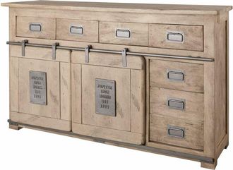 Massivmoebel24 credenza in legno di Mango 150x45x90 sbiancato laccato railway 320