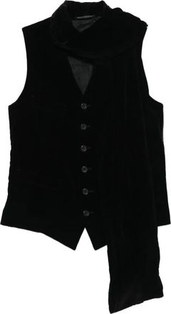 Yohji Yamamoto velvet-finish vest - men - Leather/Cotton - 3 - Black