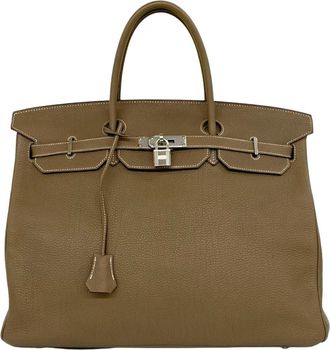 Herm&egrave;s Beige Togo Leather Handbag Tote Bag (Pre-Owned)