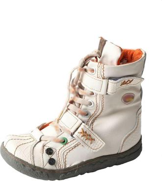 Generic QXDZSW Double-Strape Washed Leather Womens Boot with Faux Fur Lining White