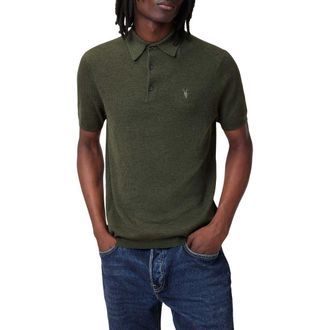 AllSaints Aubrey Ribbed Polo in Kombu Green at Nordstrom Rack, Size X-Large