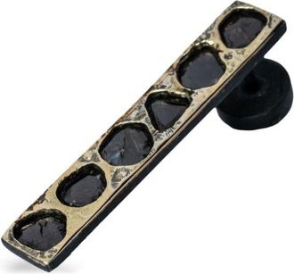 Parts Of Four diamond plate earring - unisex - 18kt Yellow Gold/Oxidised Sterling Silver/Diamond - One Size