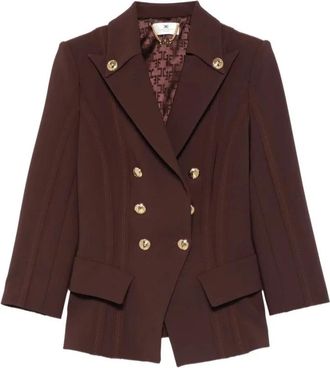 Elisabetta Franchi Giacca - Dames - Blazers - Bruin - S - Leer - Jassen