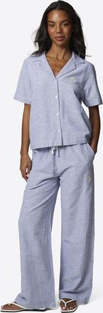 Good For Nothing Camicia comoda blu gessato con monogramma