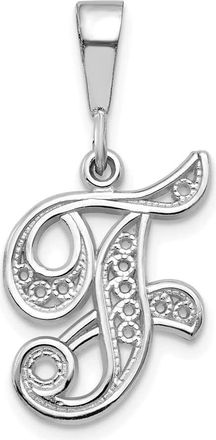 Diamond2Deal 10K White Gold Filigree Initial F Pendant