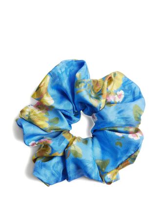 La DoubleJ Giga floral silk scrunchie - Blue
