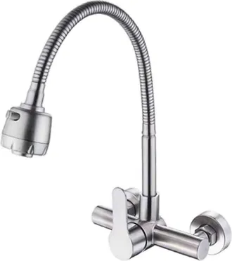 OEM Grifo De Pared Para Cocina - Acero Inoxidable 304 - Rotaci&oacute;n 360 Grados - Montaje En Pared Para Fregadero - Distancia Entre Agujeros Ajustable 6,3 A 2