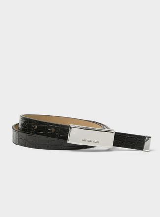 Michael Kors Michael Michael Kors - Womens Croc-texture leather thin belt