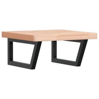Berkfield Home Basin Shelf Wall Mounted Steel & Solid Wood Beech in Brown